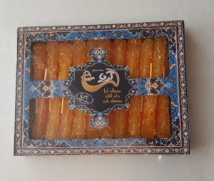 بهترین گز اصفهان نبات نی دار زعفرانی اعلا آریا